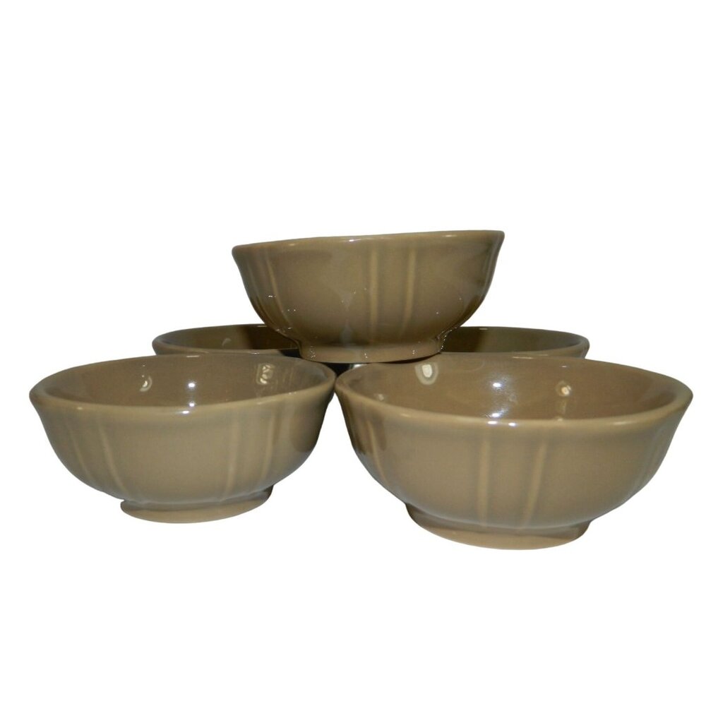 JCPenney Ashley Taupe Home Beige Ceramic Bowls Set Of 5 Mini Salsa Dips Fruit